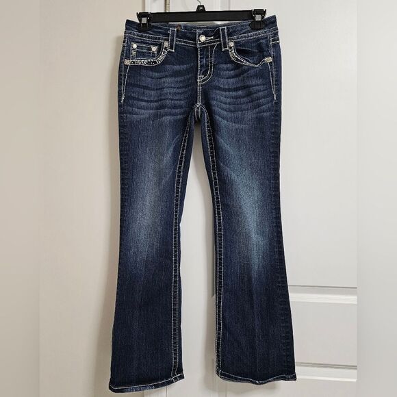 MISS ME Easy Boot Jeans Women's 28 (30x31) Low-Rise Embellished Flap Pockets - Picture 2 of 11